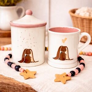 Magenta‎ Bunny Easter Canister and Mug